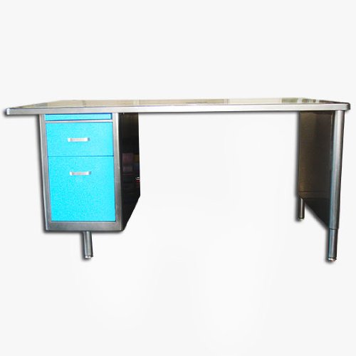 Mcdowell Craig Vintage Steel 78 Inch Single Pedestal Tanker Desk